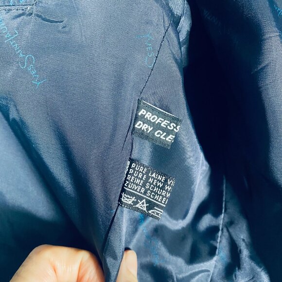 Vintage Yves Saint Laurent Blazer Mens 42R Blue Wool Sport Coat Jacket France - Picture 9 of 14